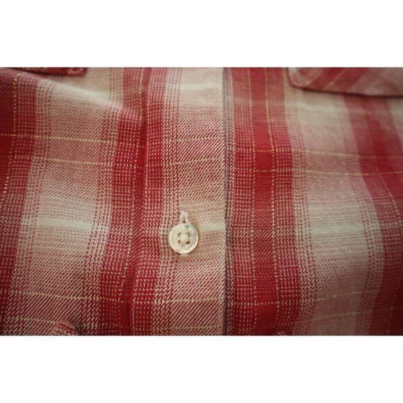 AMIRI Men's Sz L Red/Orange Distressed Ombré Plaid Button-Down L/S Shirt - Picture 5 of 13